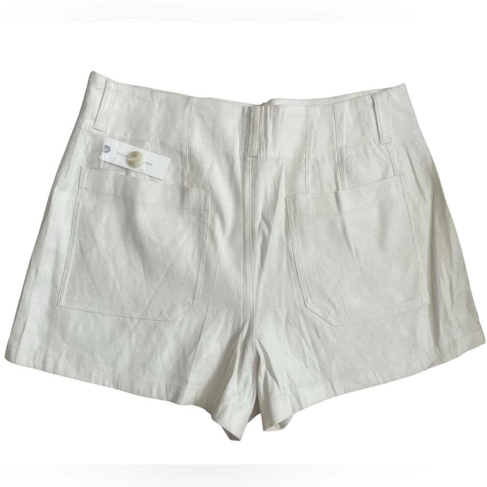Anthropologie Maeve The Colette Shorts Sz 32 Linen Blend High Rise Chalk White - Picture 5 of 8